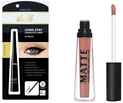 

iba halal iba long stay liquid eyeliner and miss rose matte gloss 26(Set of 2)