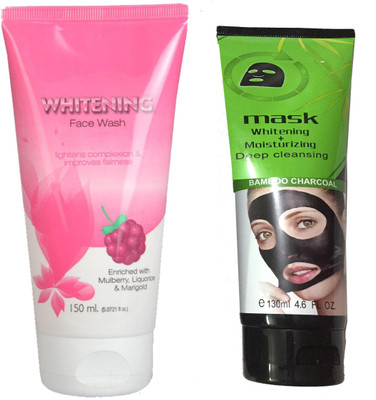 

LUV-LI DAILY USE IMPORTED COMBO 1 WHITENING FACE WASH, 1 CHARCOAL PEEL OFF MASK FOR POLLUTION FREE SKIN(Set of 2)