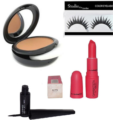 

studio fix combo Eyelashes&Mac Studio Fix Compact,Liquid Last Eyeliner & Mac Giambattista Capricious Matte Lipstick(Set of 3)