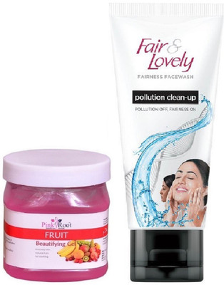 

Pink Root Fruit Gel 500ml and Fair & Lovely Fairness FaceWash Pollution Clean-Up 100gm(Set of 2)