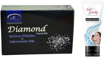 

Pink Root Diamond Facial Kit 83gm and Fair & Lovely Fairness FaceWash Pollution Clean-Up 100gm(Set of 2)