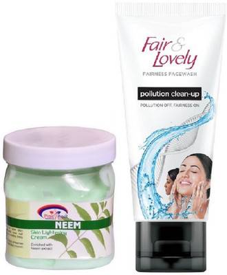 

Pink Root Neem Cream 500ml and Fair & Lovely Fairness FaceWash Pollution Clean-Up 100gm(Set of 2)