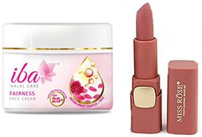 

iba halal iba fairness face cream with spf 25 and miss rose 39 muss matte lipstick(Set of 2)