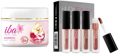 

iba halal iba fairness spf 25 face cream and huda beauty mini brown collection(Set of 5)