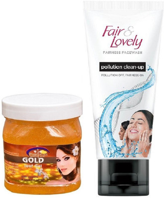 

Pink Root Gold Leaf Gel 500ml and Fair & Lovely Fairness FaceWash Pollution Clean-Up 100gm(Set of 2)
