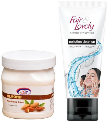 

Pink Root Almond Nourishing Cream 500ml and Fair & Lovely Fairness FaceWash Pollution Clean-Up 100gm(Set of 2)