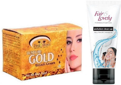 

Pink Root Gold Bleach 250g and Fair & Lovely Fairness FaceWash Pollution Clean-Up 100gm(Set of 2)