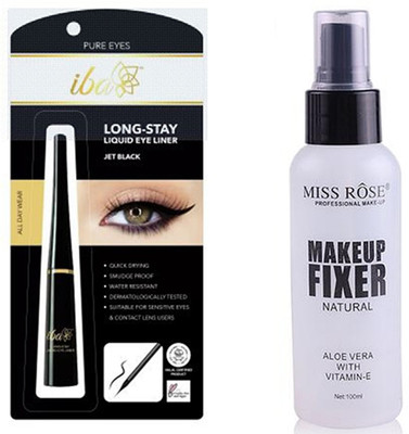 

iba halal long stay eyeliner and miss rose makeup fixer(Set of 2)