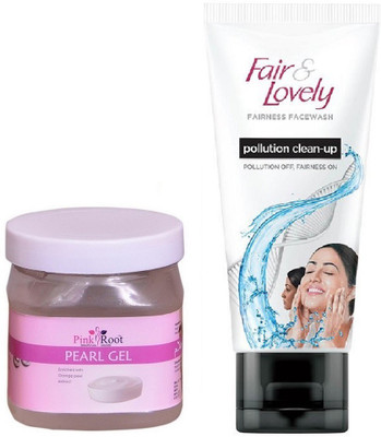 

Pink Root Pearl Gel 500ml and Fair & Lovely Fairness FaceWash Pollution Clean-Up 100gm(Set of 2)