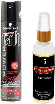 

SCHWARZKOPF TAFT ALL WEATHER POWER HAIR LACQUER 250 ML with SHEER SECRET HAIR SERUM 100 ML(Set of 2)