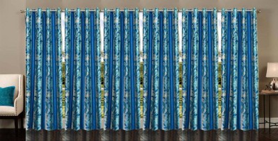 Stella Creations 214 cm (7 ft) Polyester Room Darkening Door Curtain (Pack Of 6)(Printed, Light Blue)