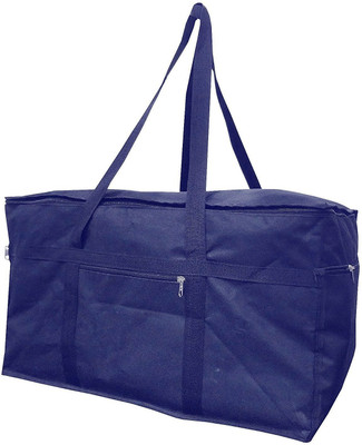 

DIVYANA DIVYANA 80 Liters Foldable Water Resistant Extra Large Travel Duffle Bag, Luggage Bag, Storage Organizer Bag made of Thick Canvas with one main compartment and 3 side pockets with zips Travel Duffel Bag(Blue)