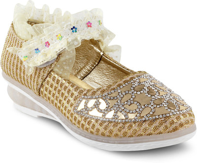 

KITTENS Girls Velcro Ballerinas(Gold