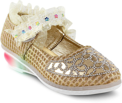 

KITTENS Girls Velcro Ballerinas(Gold