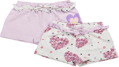 

MeeMee Short For Girls Casual Printed Cotton(Multicolor, Pack of 2, Lilac_grey melange aop