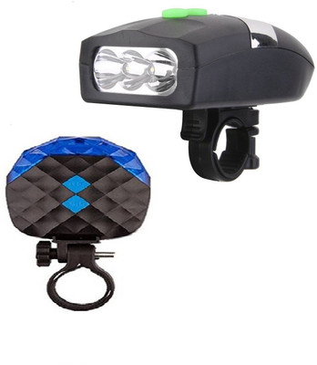 

FurMito Bicycle Front Light Within 4 Different Sound AND 2 Laser With 5 LED LED Front Rear Light Combo(Black, Blue), Multicolor