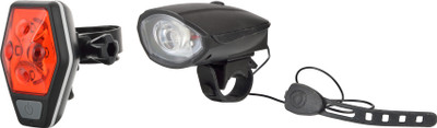 

Dark Horse Bicycle Hornet Front LED 3 Mode Light & Horn and 4 LED 7 Mode Tail Light, Black LED Front Rear Light Combo(Black)