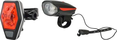 Dark Horse Front LED 3 Modes Light & Horn and 4 LED 7 Mode Tail Light, Red LED Front Rear Light Combo(Red)