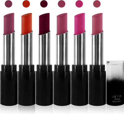 

Medin paris matte long lasting moisturizing lipstick cosmetics makeup collection set of 6 color(blue pink purple pink falsa pink brown purple orange, 30 g)