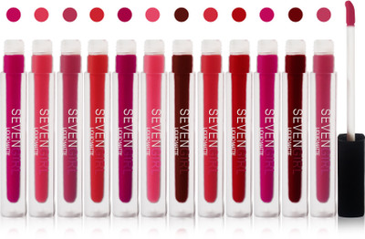

Seven girls matte liquid lipstick cosmetics makeup fashion set of 12(Multicolor)