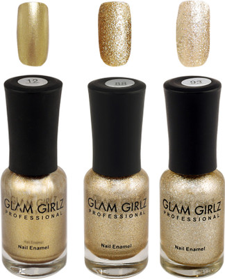

Glam Girlz Metallic & Glitter Nail Polish-Combo(12-88-93) Golden(Pack of 3)