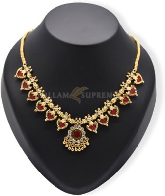 Kollam Supreme Gold Plated Ethnic Palakka Necklace Gold-plated Plated Alloy Necklace