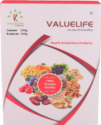 

Value Life Cashews Premium Kishmish Dry Fruits Combo of 2 - 100Grams (1 of Each) Cashews(200 g, Box)