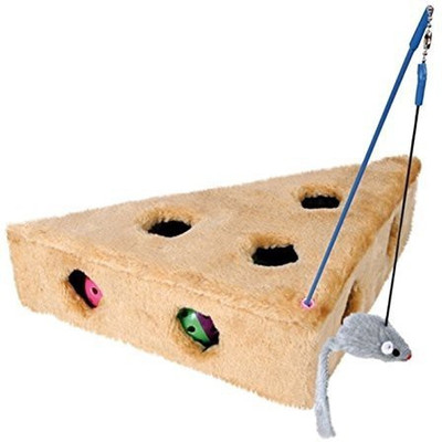 

Trixie Cat’s Cheese with playing rod & 3 toy balls Cotton Plush Toy For Cat