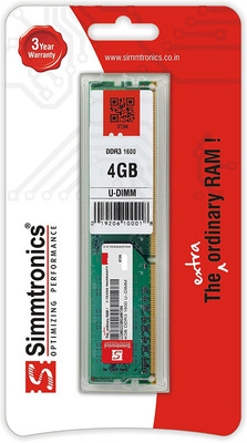 

simtronics 4 GB DDR3 1600 DDR3 4 GB (Single Channel) PC (Simmtronics)(Green)