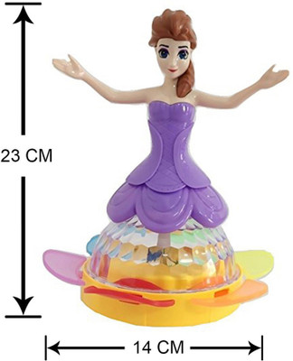 

Atorakushon Princess Dancing Doll Robot Music Baby Toy 360 Rotational 3D LED Lights for Kids Children Birthday Gift Battery Operated(Multicolor)