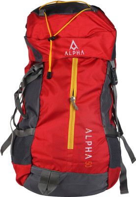 

ALPHA TRENDS Unisex Travel Backpack Outdoor Trekking, Hiking, Camping Bag, Rucksack, Lightweight & Longlife - 50 Ltr, 5 Compartments with Zippers/Sliders colour - Red/Black/Yellow Rucksack - 50 L(Red)