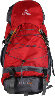 

ALPHA TRENDS Unisex Travel Backpack Outdoor Trekking, Hiking, Camping Bag, Rucksack, Lightweight & Longlife - 60 Ltr, 5 Compartments with Zippers/Sliders colour - Red/Yellow Rucksack - 60 L(Red)