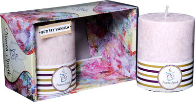 

Numen Spark Set Of 2 Buttery Vanilla Crystal Pillar Candle (2.5X3 Inches,Beige) | Candles for Decoration | Candles for Bedroom(400 g)