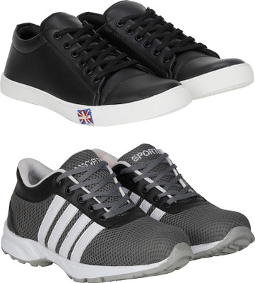 

Knot n Lace Combo Pack of 2 Casual Sneakers For Men(Multicolor, Black::grey