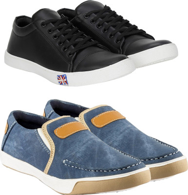 

Knot n Lace Combo Pack of 2 Casual Sneakers Sneakers For Men(Black, Blue