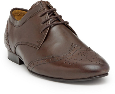 

Hats Off Accessories Genuine Leather Tan Derby Brogue Shoes Lace Up For Men(Tan
