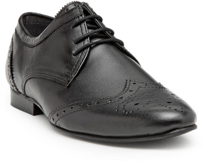 

Hats Off Accessories Genuine Leather Black Derby Brogue Shoes Lace Up For Men(Black