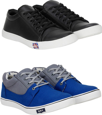 

Knot n Lace Combo Pack of 2 Casual Sneakers Sneakers For Men(Black, Blue, Black::bluegrey