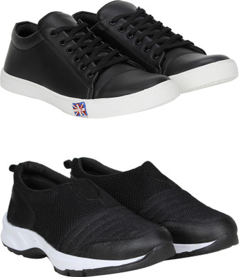

Knot n Lace Combo Pack of 2 Casual Sneakers For Men(Black, Black