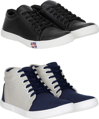 

Knot n Lace Combo Pack of 2 Boots & Sneaker Sneakers For Men(Black, Navy, Black::navygrey