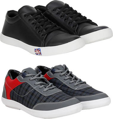 

Knot n Lace Combo Pack of 2 Casual Sneakers Sneakers For Men(Black, Grey