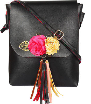 

Rajni Fashion Girls Casual Black PU Sling Bag