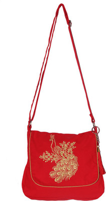 

bag factory Women Evening/Party Red Canvas Sling Bag