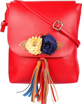 

Rajni Fashion Girls Casual Red PU Sling Bag