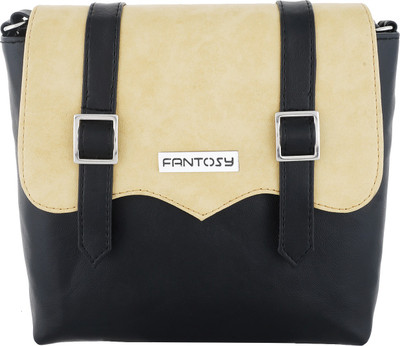 

Fantosy Women Casual Beige, Black PU Sling Bag