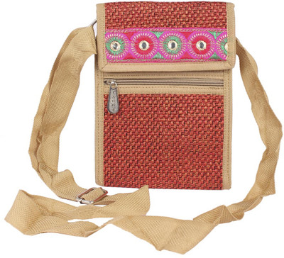 Aliado Women Casual Red Jute Sling Bag