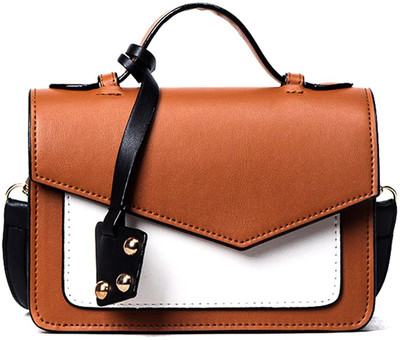 

Di Grazia Girls Formal, Casual Brown, White PU, Polyester Hand-held Bag