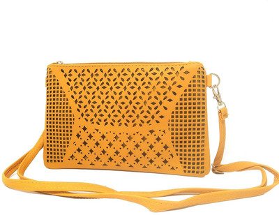 

Di Grazia Girls Evening/Party, Casual Yellow PU Sling Bag