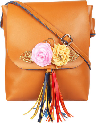 

Rajni Fashion Girls Casual Brown PU Sling Bag
