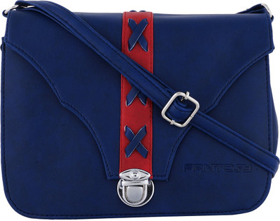

Fantosy Women Casual Blue Leatherette Sling Bag
